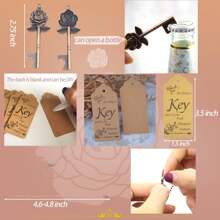 100 Sets Rose Key Bottle Opener Wedding Favors For Guests Bulk Skeleton Keys With Card For Rustic Party Bridal Showers - Bronze - View 2