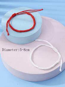 Bộ 2 vòng tay may mắn bện dành cho các cặp đôi/những người bạn thân nhất, Phụ kiện đeo hàng ngày của phụ nữ Bán buôn - Đen và trắng - Xem 15