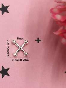 10 件金属复古十字形美甲装饰配件