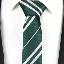 1入組男士綠色斜紋領帶,適合日常穿著、商務、婚禮及cosplay - 綠色 - 查看 2