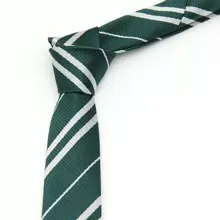 1入組男士綠色斜紋領帶,適合日常穿著、商務、婚禮及cosplay - 綠色 - 查看 3