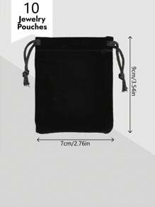 10pcs/20pcs Wedding Party DIY Material Package Box, Velvet Jewelry Pouches Gift Drawstring Bags, Black Gift Packaging Bags For Valentine's Day, Mother's Day Back To School Valentine Day - Black - View 9