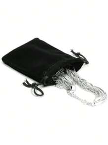 10pcs/20pcs Wedding Party DIY Material Package Box, Velvet Jewelry Pouches Gift Drawstring Bags, Black Gift Packaging Bags For Valentine's Day, Mother's Day Back To School Valentine Day - Black - View 5