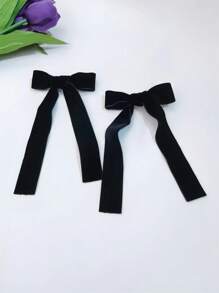 2pcs Women's Simple Black Bowknot Ribbon Hair Clips Suitable For Daily Use Cute Claw Clips Hair Claws Hair Barrettes, School Stuff, Elegant, College, Black Bows, Hair Accessories, Head Accessories, Hair Accessories For Women - Black - View 5