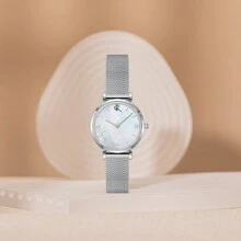 DK Của phụ nữ Đồng hồ , 1 Miếng Tự nhiên Vỏ bào ngư Quay số , Màu bạc Thép không gỉ Dây đeo lưới , Đúng mốt , Ánh sáng sang trọng , Retro , Chống nước , Thạch anh , Thích hợp Đối với Mặc hàng ngày , Cổ điển Và Linh hoạt - Bạc - Xem 5