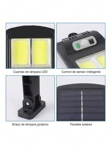 Lampara LED Solar de Alta Luminosidad para Exteriores - Focos LED Solares de Pared Resistentes a la Intemperie - Ilumina Patio, Terraza con Nuestra Lampara para Exteriores - 100% Energía Solar-a - Negro - Ver 6
