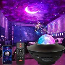 1入組星空投影夜燈,4合1星空投影燈帶附帶usb,遙控器,音樂播放器,計時器功能,可調節的彩色投影燈,適用於臥室,派對,聖誕節禮物,感恩節 - 黑色 - 查看 1