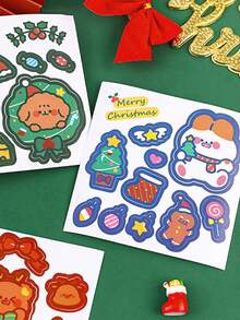 8入組卡通聖誕貼紙,聖誕快樂可愛裝飾貼紙,學生聖誕禮物