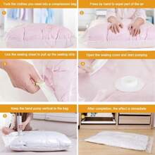 Vacuum Storage Bags 8 Jumbo, Space Saver Bags With Travel Hand Pump, Compression Airtight Sealer Bags For Clothes, Bedding, Pillows, Comforters, Blankets