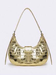Women's Versatile Korean Style Punk Shoulder Bag - Gold - View 9