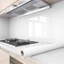 1 卷厚大理石壁纸，白色光面接触纸，自粘，可移除 PVC 壁纸，防水，防油，耐高温厨房防油墙贴