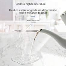 1 卷厚大理石壁纸，白色光面接触纸，自粘，可移除 PVC 壁纸，防水，防油，耐高温厨房防油墙贴