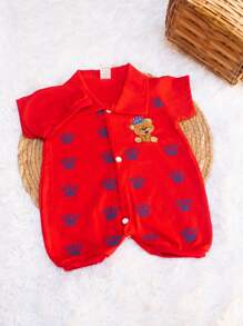 Kit 3 Macacão Infantil Ursinho Príncipe Bebê  0-3 meses com boina moda verão