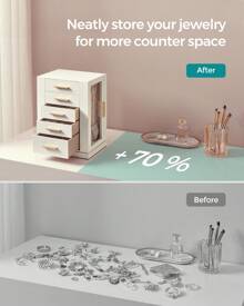 SONGMICS Jewelry Box 360° Rotating, Jewelry Storage Case With 5 Drawers, Jewelry Organizer, Glass Window, Spacious, Vertical Jewelry Storage, Open Design, Great Gift, Cloud White, Graphite Black, Forest Green, Slate Gray Valentine Day