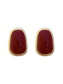 1 件法式復古幾何方形耳環,時尚精緻的耳環