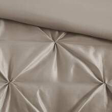 Elegant 7 Pieces Tufted Bedding Comforter Set With Throw Pillows,Faux Silk Bedroom Comforters With Matching Shams,Pillows,Bed Skirt,Pillowcases,All-Season Elegant Home Textile For Full-Queen-King-California King Size,Fit Elegant Home Bedroom Decor,New Year  Gift - Taupe - View 4