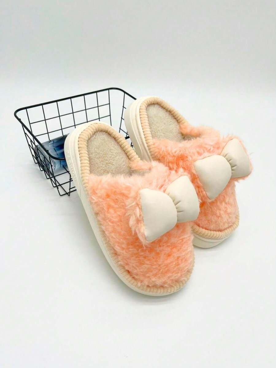 Women's House Slippers, Bow-Shaped Sandals, Comfortable And Soft, Perfect For Resting At Home And Relaxing, Lightweight, Practical, Non-Slip And Easy To Clean - 杏色 - 查看 1
