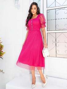 Women Dresses - 玫紅色 - 查看 1