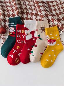 5 双婴儿女孩男孩圣诞袜雪人姜男孩圣诞老人儿童 Xmax 袜子儿童图案袜子新年节日礼物红色绿色