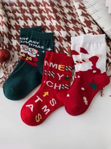 5 双婴儿女孩男孩圣诞袜雪人姜男孩圣诞老人儿童 Xmax 袜子儿童图案袜子新年节日礼物红色绿色