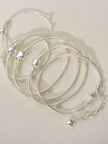 21公分時尚方扣設計手鍊 - 銀色 - 查看 1