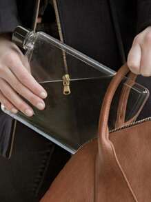 1pc Portable Flat Water Bottle, Perfect For Sports, Camping, Gym, Office Gifts And Travel. Reusable And Transparent Ultra-thin Water Bottle That Can Be Placed In Your Bag, Purse Or Wallet, Mimicking The Size Of A Small Plastic Bottle Or Notebook Transparent Bottle