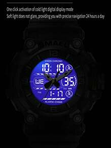 SMAEL 1pc Men's Multi-Functional Outdoor Sports Waterproof Alarm Clock Luminous Watch