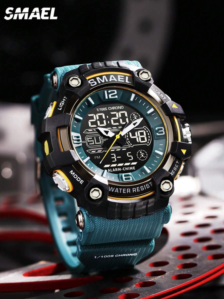 SMAEL 1pc Men's Multi-Functional Outdoor Sports Waterproof Alarm Clock Luminous Watch
