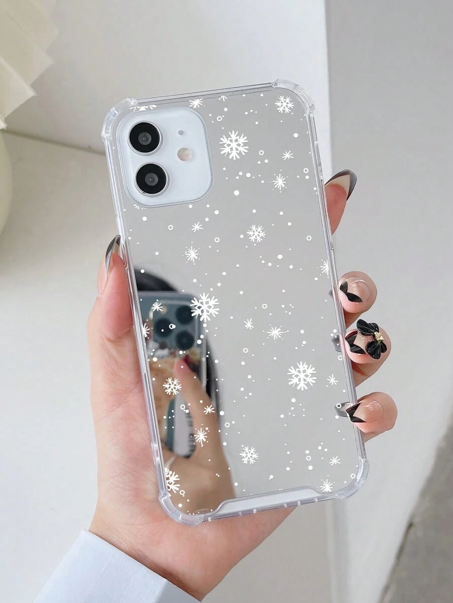 圣诞流行图案和雪花图案镜面防摔手机壳适用于 iPhone - 彩色 - 查看 1