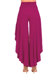 Falda pantalon ancho con volanes - Morado Violeta - Ver 3