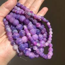 1條天然石紫霜玉時尚散珠,珠寶製作diy手鍊項鍊女士飾品 - Frosted Agate - 查看 3