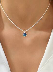 Newsoul 1件925纯银1克拉6爪镶嵌圆形D色莫桑石钻石吊坠项链，适合女性婚礼新娘首饰派对礼物订婚永恒承诺项链，精致珠宝钻石项链