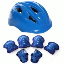 Roller Skating Knee Pad Protection Set With Children's Kit Knee Pads And Wrist Pads And Elbow Pads 7 Pcs - Blue - View 1