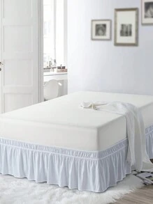 1 件奢華環繞風格,彈性裹身荷葉邊床裙 16 吋落差 - 白色 - 查看 3