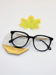 1pc Unisex Round-frame Eyeglasses With Black Plastic Frame For Daily Use - Black - View 1