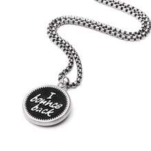 1條時尚不鏽鋼盒鏈項鍊,配以25*25毫米復古圓形指南針設計吊墜,黑色裝飾,適用於女性/男性 - 復古銀色 - 查看 2