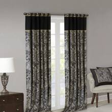 Aubrey Jacquard Curtain Panel Pair, Elegant All Season Black Out Panel Fits Spring Lux Bedroom Decor, Christmas Thanks Giving Gifts - màu đen - Xem 8