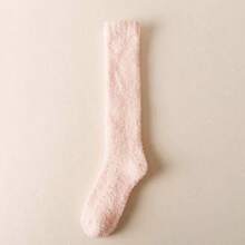 1 双女士珊瑚绒暖腿袜/地板袜/加厚保暖内衬/过膝/适合居家和睡眠，秋冬季