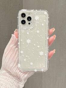 Christmas Popular Pattern & Snowflakes Graphic Print Clear Case Compatible With IPhone
