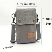 1入組女士帆布斜挎包，適用於手機和錢包時尚肩袋，適用於休閒外出步行經典純色垂直攜帶小包