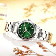 Chronos Women's Fashionable Wrist Watch - Delicate Green Dial Automatic Quartz Watch - Casual Business All-match Women's Watch