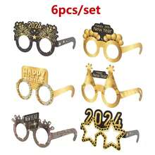 6pcs New Year Paper Glasses - Multicolor - View 1