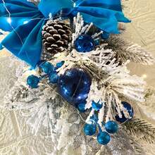 1入組45cm聖誕樓梯裝飾花環帶led燈飾,北歐風情家居佈置 - 藍色 - 查看 6