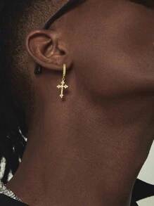 1 para Wysadzany diamentami Diamentowy kształt Krzyż Kolczyki & Ćwieki , Unisex Projekt , Z górnej półki I Modny Styl , Doskonały Dla Hip-hop lub Zimny - Złoto - Zobacz 1