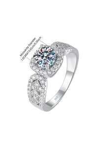 1枚925銀1克拉莫桑石正方形包覆花邊戒指,時尚、輕盈、奢華、高端,作為朋友和摯友的紀念日禮物