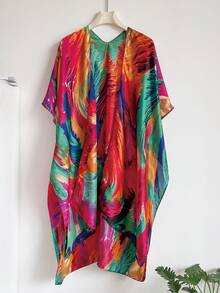 1入女士加大尺寸多色輕薄劈頭披肩圍巾,日常混搭理想之選 - 玫紅色 - 查看 2