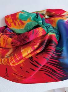 1入女士加大尺寸多色輕薄劈頭披肩圍巾,日常混搭理想之選 - 玫紅色 - 查看 4