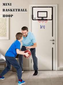 1套可掛式可折疊透明後板迷你籃球架,室內/室外籃球支架,附帶收納功能,男女兒童完美運動玩具 - 黑色 - 查看 4