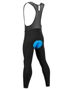 1pc Boyfriend Style Men's Cycling Thermal Bib Pants With 4D Soft Breathable Pad, High Stretch Thermal Lined, Outdoor Sports Cycling Bib Trousers - Black - View 4
