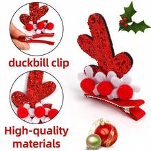 新品到貨，鹿角設計髮夾聖誕禮物，可愛鹿角鱷魚夾，蝴蝶結鈴鐺髮飾